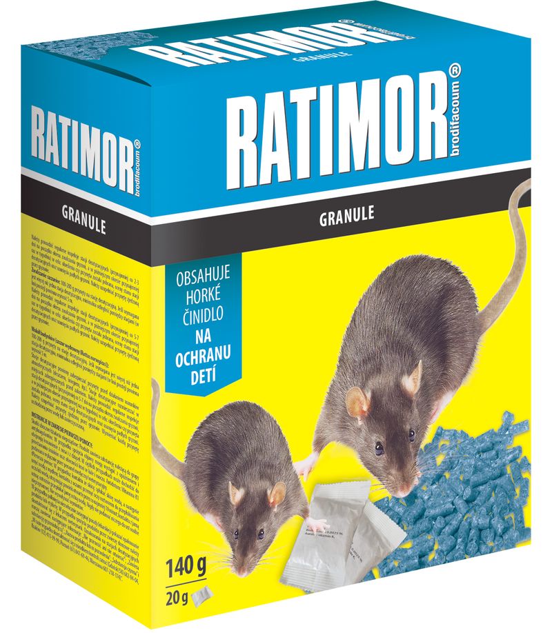 Návnada RATIMOR® Brodifacoum pellets, 140 g, na myši a potkany, granule