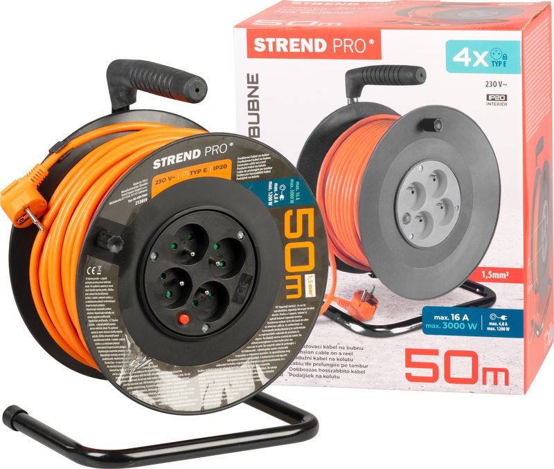 Kábel Strend Pro DG-FB04 predlžovací, L-35 m, na bubne, prierez 1,5 mm2