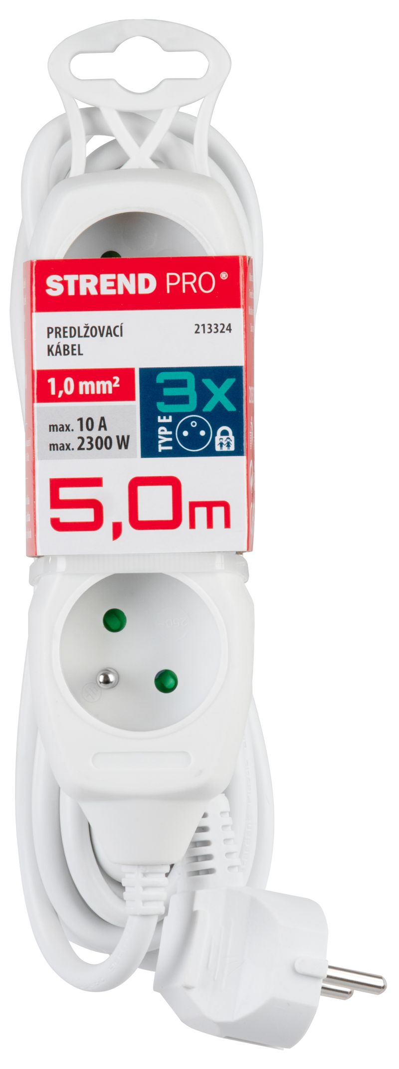 Kábel DG-F803B L-5 m, predlžovací, biely, 3x zásuvka, new edition