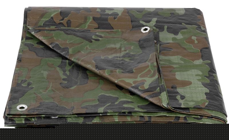 Plachta Tarpaulin Khaki 3x4 m, 80 g/m, zakrývacia, oliva/kamufláž, s okami