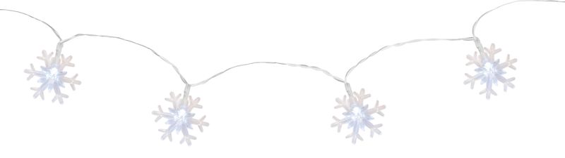 Reťaz MagicHome Vianoce SnowFlake, 10 LED studená biela, jednoduché svietenie, 2xAA, IP20, interiér, osvetlenie, L-0,90 m