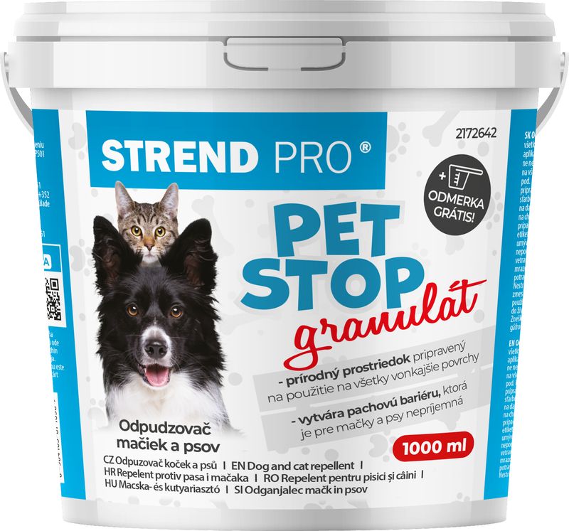 Odpudzovač Strend Pro PET STOP, granulát, 1000 ml, prírodný plašič psov, na mačky, na psy, odplašovač