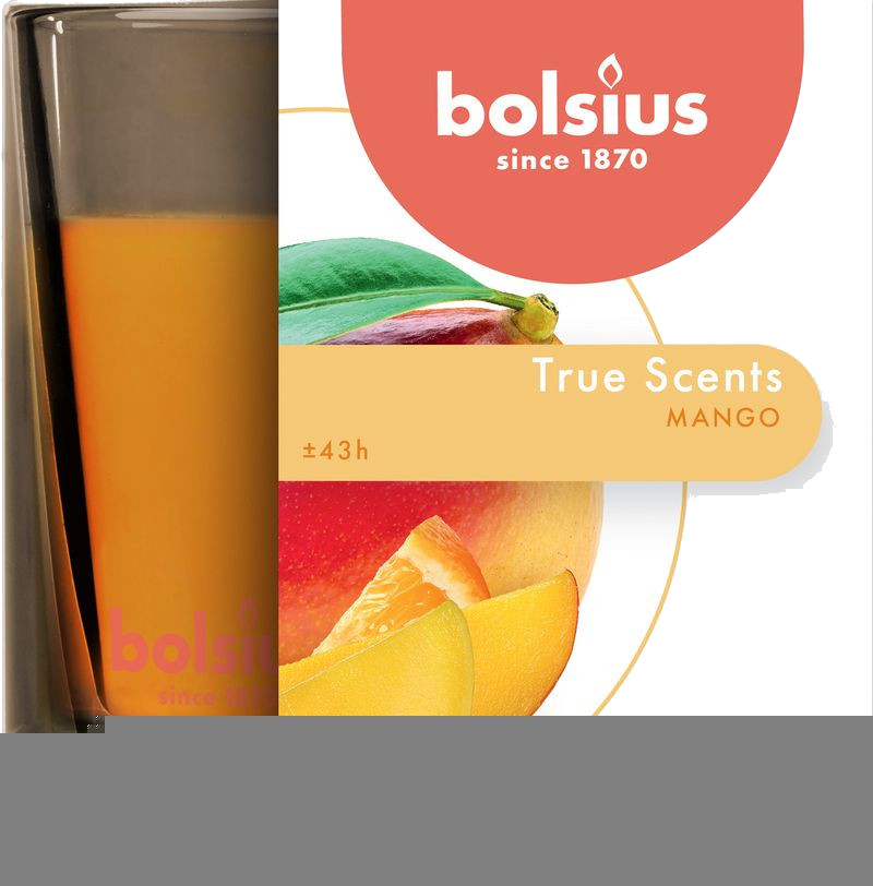 Sviečka Bolsius Jar True Scents 95/95 mm, vonná, mango, v skle