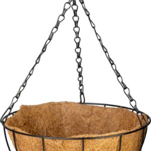 Vešiak Strend Pro, držiak na kvetináč, oceľ/kokos, visiaci, s retiazkou a háčikom, 25 cm