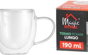 Hrnček MagicHome Lungo na kávu/čaj, termo s dvojitou stenou, 190 ml, bal. 2 ks