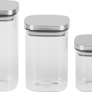 Nádoba MagicHome, sada 3 ks, 800/1100/1500 ml, sklenená, s nerezovým uzáverom