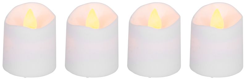 Sviečka MagicHome Vianoce, LED, sada 4 ks, jednoduché svietenie, 3,8x5 cm, pohyblivý plameň