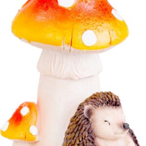 Dekorácia MagicHome Nature, Ježko pod hubou, polyresin, 13,3x11x19,2 cm