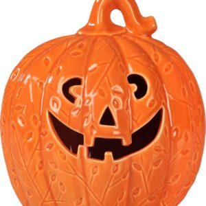 Dekorácia MagicHome Nature, tekvica LED, porcelánová, oranžová, 10,2x12,8x13,8 cm