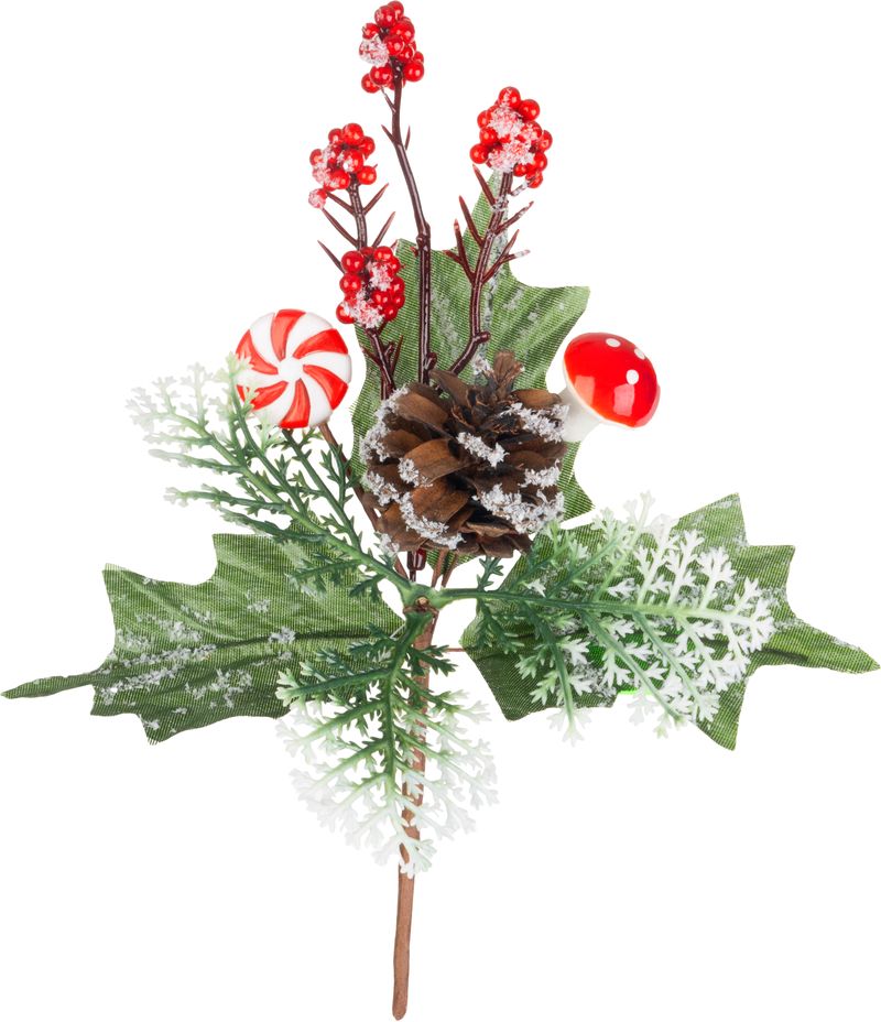 Vetvička MagicHome Vianoce, s lízankou a hríbikom, 19 cm