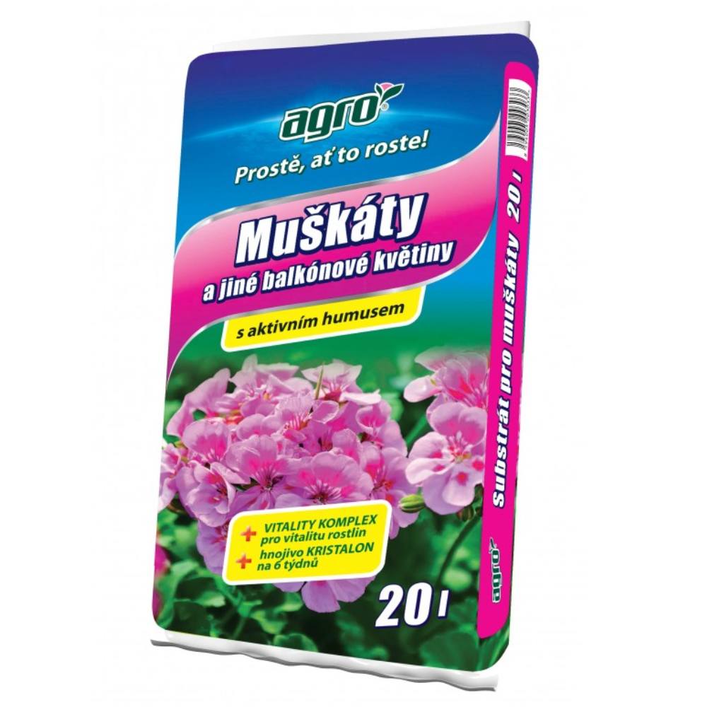 Substrát muškáty a balkónové kvety 20l AGRO CS 120/p