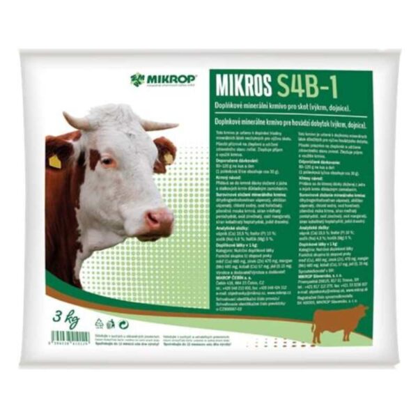 MIKROS S4B-1 Minerálne doplnkové krmivo pre hovädzí dobytok 3kg