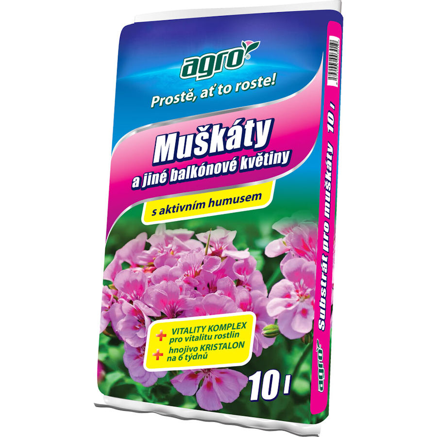 Substrát muškáty a balkónové kvety 10l AGRO CS 210/p