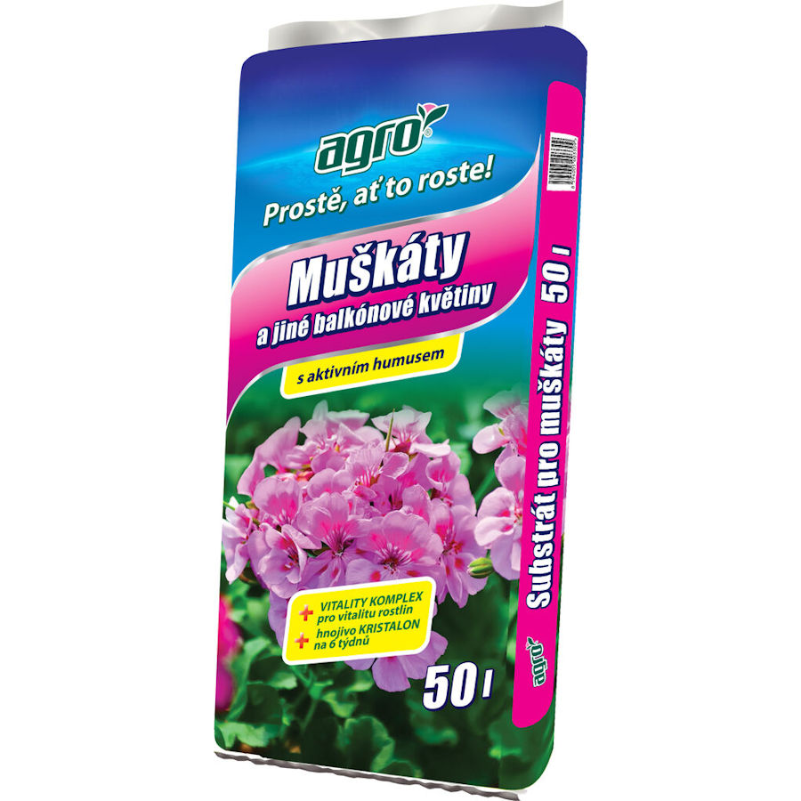 Substrát muškáty a balkónové kvety 50l AGRO CS 51/p