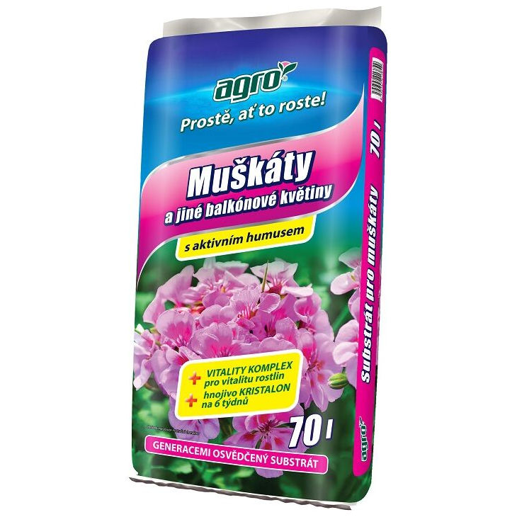 Substrát muškáty a balkónové kvety 70l AGRO CS 36/p