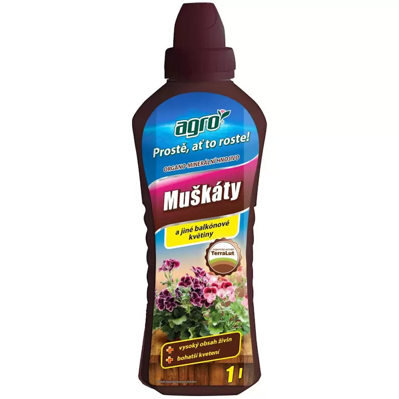 Hnojivo OM 1l muškáty, balkónové rastliny 8/k