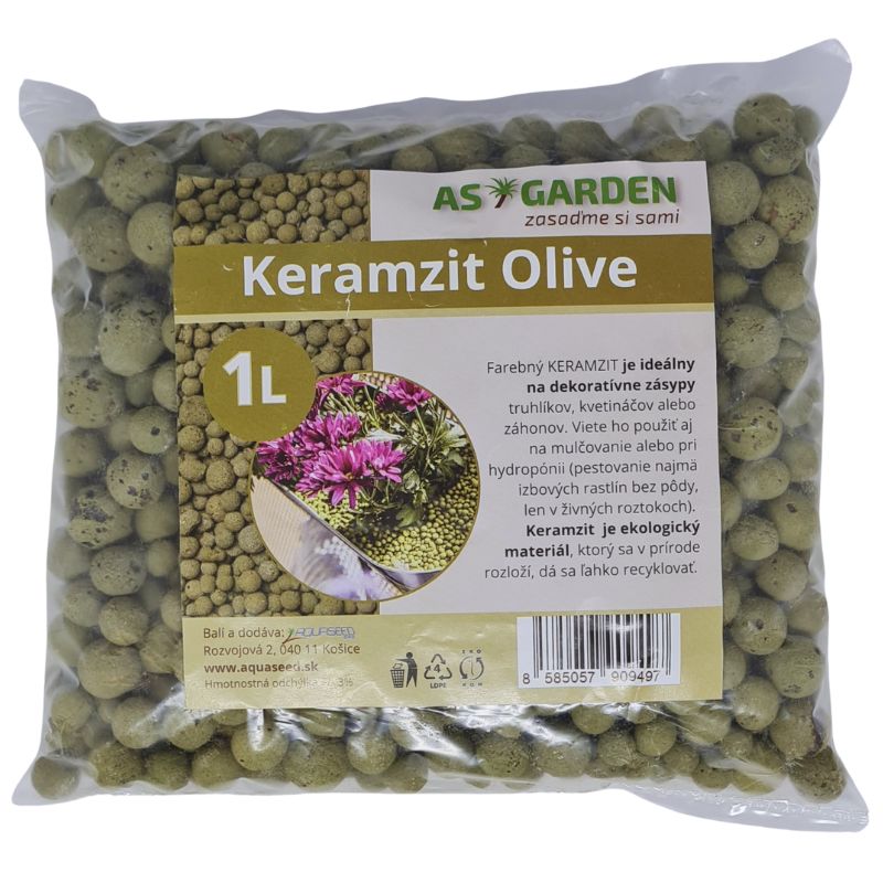 Keramzit 1l 8-16mm AS GARDEN tmavozelený Olive