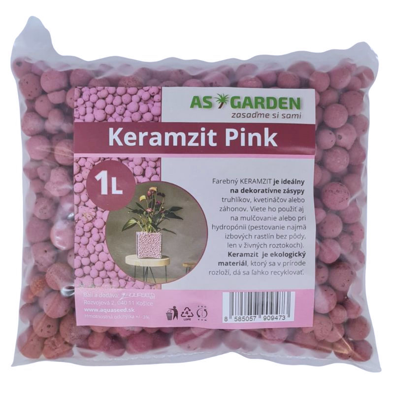 Keramzit 1l 8-16mm AS GARDEN ružový Pink