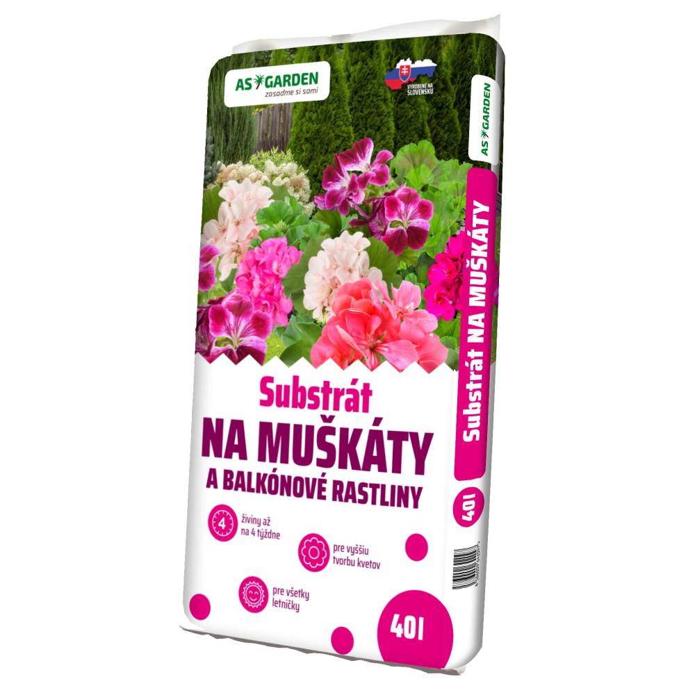 Substrát muškáty a balkónové kvety 40l AS GARDEN 51/p