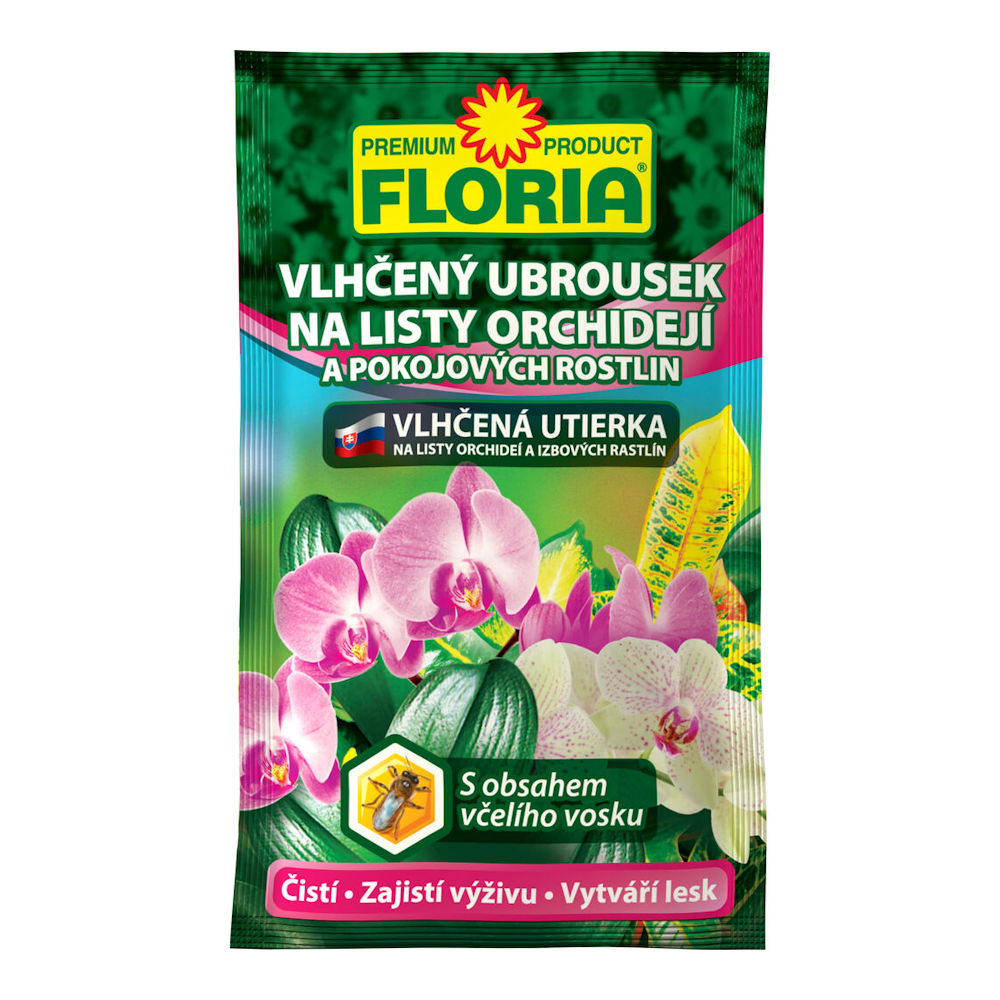 Utierky vlhčené FLORIA na listy ORCHIDEÍ 1ks 40/k