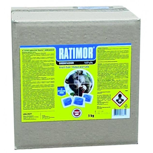Myši mäkká návnada 5kg RATIMOR Brodifakum box