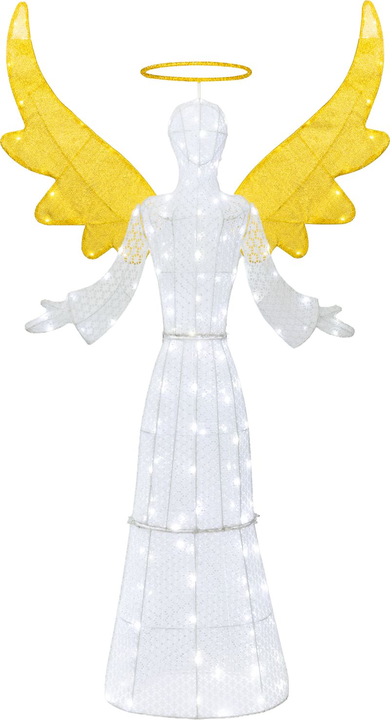 Dekorácia MagicHome Vianoce, Anjel, 156xLED studená biela, IP44, 100x25x172 cm