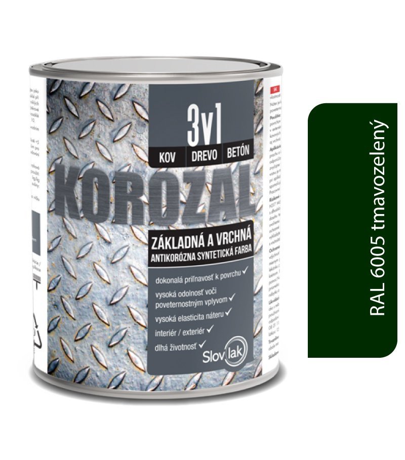 Slovlak Korozal 3v1 RAL 6005 tmavolozelený 2,5l
