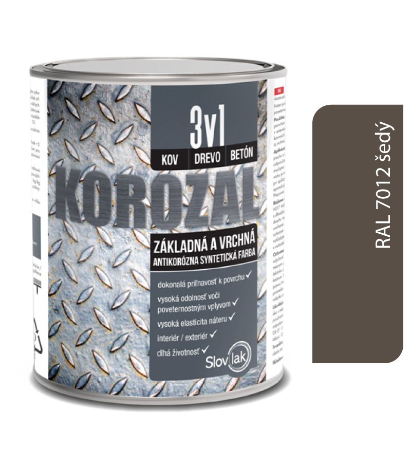 Slovlak Korozal 3v1 RAL 7012 šedý 0,75l