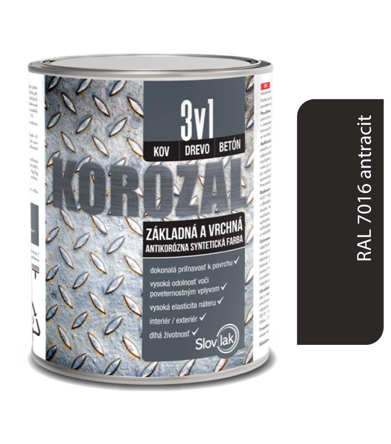 Slovlak Korozal 3v1 RAL 7016 antracit 2,5l