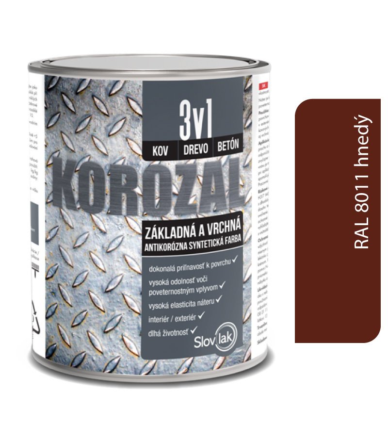 Slovlak Korozal 3v1 RAL 8011 hnedý 2,5l