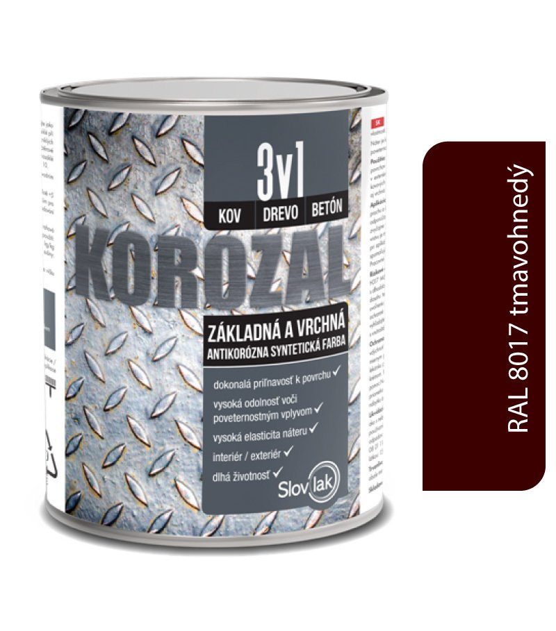 Slovlak Korozal 3v1 RAL 8017 tmavohnedý 2,5l