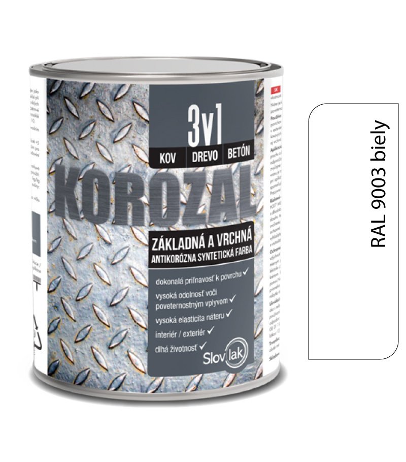 Slovlak Korozal 3v1 RAL 9003 biely 0,75l