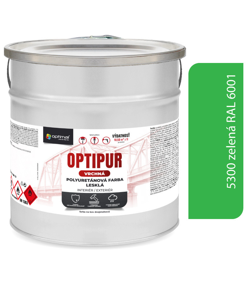 Optimal OPTIPUR Vrchná polyuretánová farba lesklá 5300 2l RAL6001