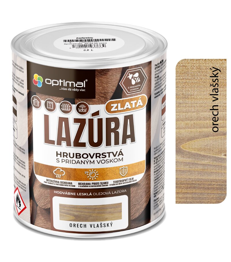 Optimal Zlatá lazúra Orech 2,25l - laková olejová lazúra s voskami