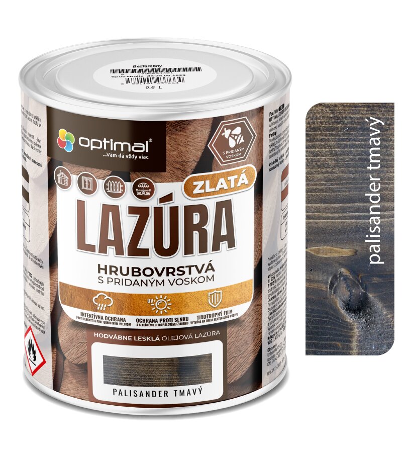 Optimal Zlatá lazúra Palisander 0,6l - laková olejová lazúra s voskami