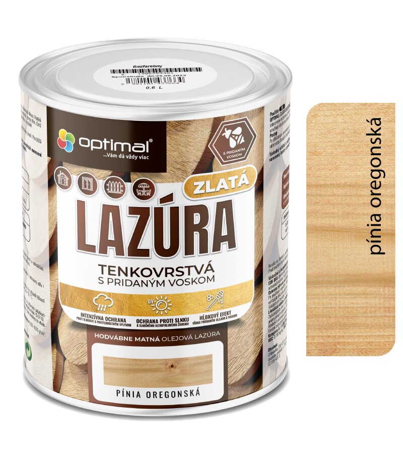 Optimal Zlatá lazúra Pínia 2,25l - tenkovrstvá olejová lazúra s voskami