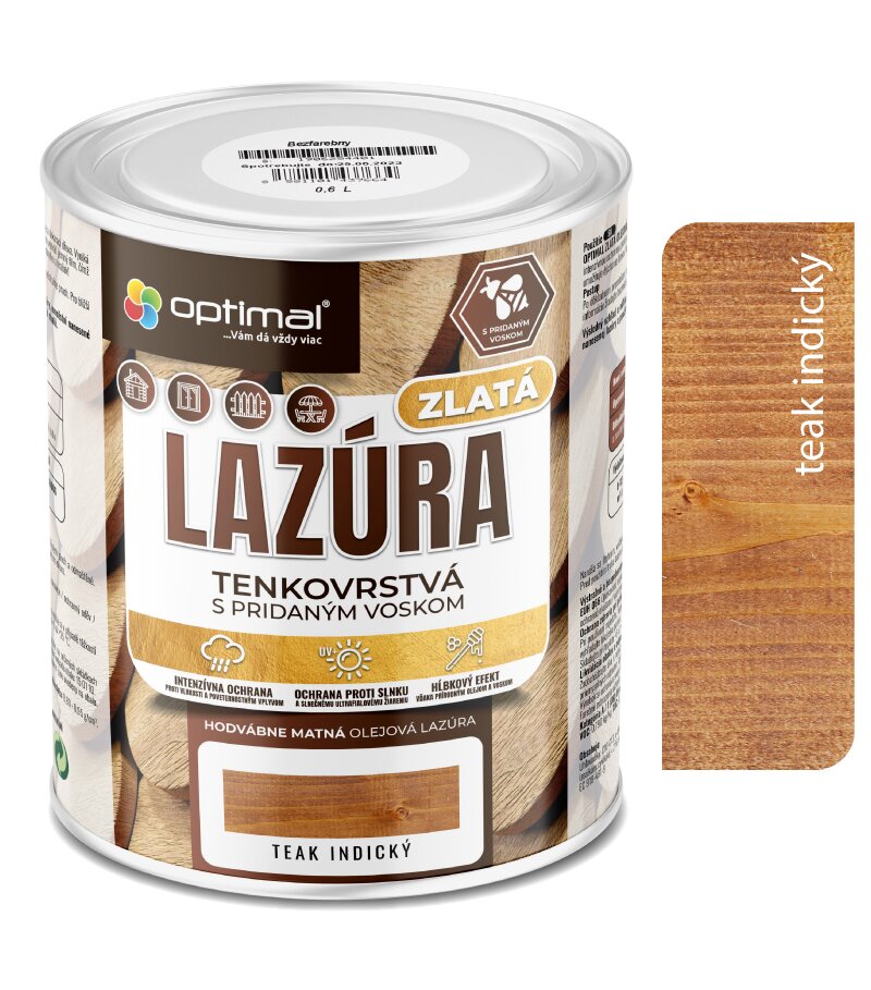 Optimal Zlatá lazúra Teak 2,25l - tenkovrstvá olejová lazúra s voskami