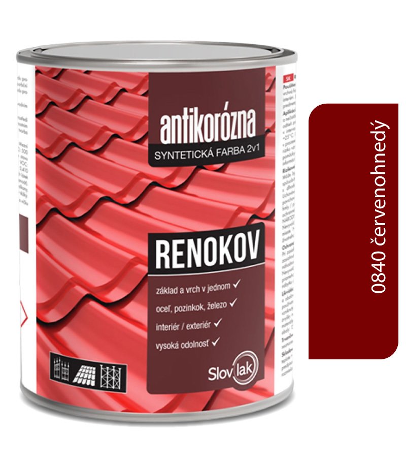 Slovlak Renokov červenohnedý - Antikorózna farba na kov 0,75kg