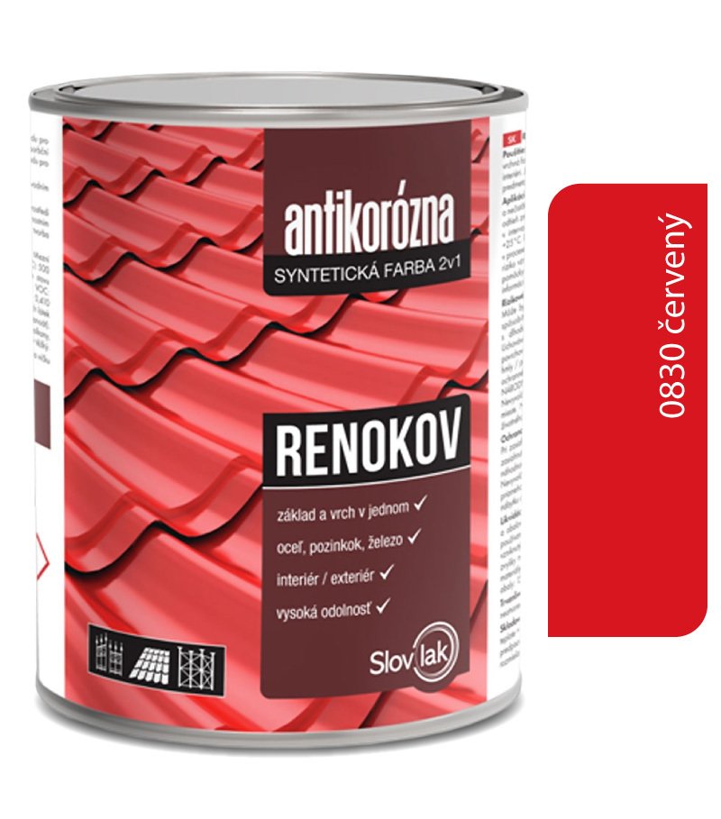 Slovlak Renokov červený - Antikorózna farba na kov 2,5kg