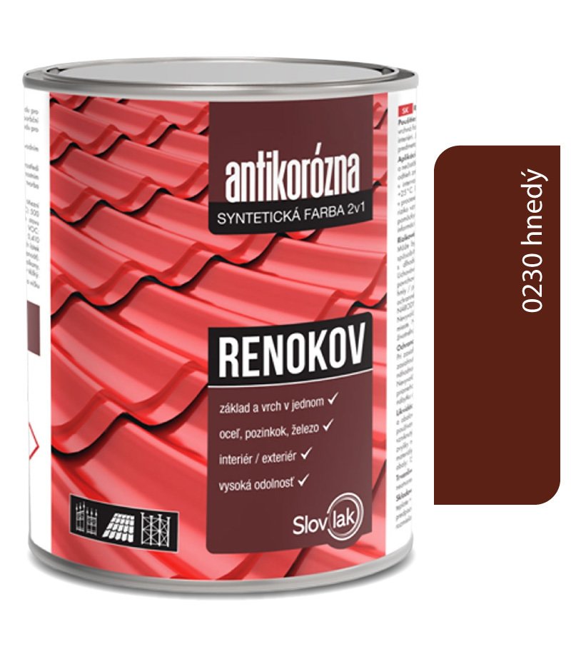 Slovlak Renokov hnedý - Antikorózna farba na kov 10kg