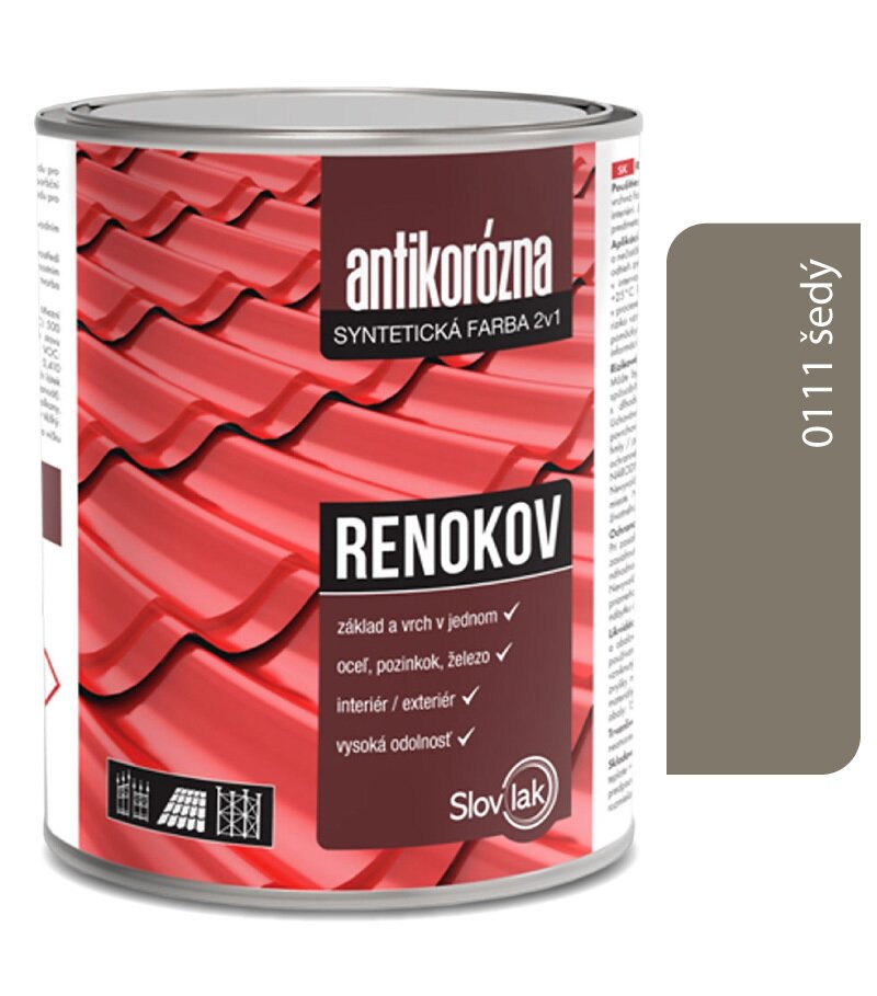 Slovlak Renokov Šedý 0111 0,75kg - antikorózna farba na kov