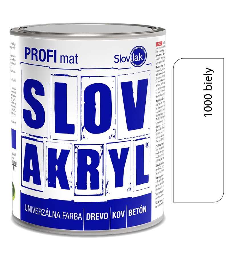 Slovlak Slovakryl Profi Mat biely 0100/RAL 9003 5kg