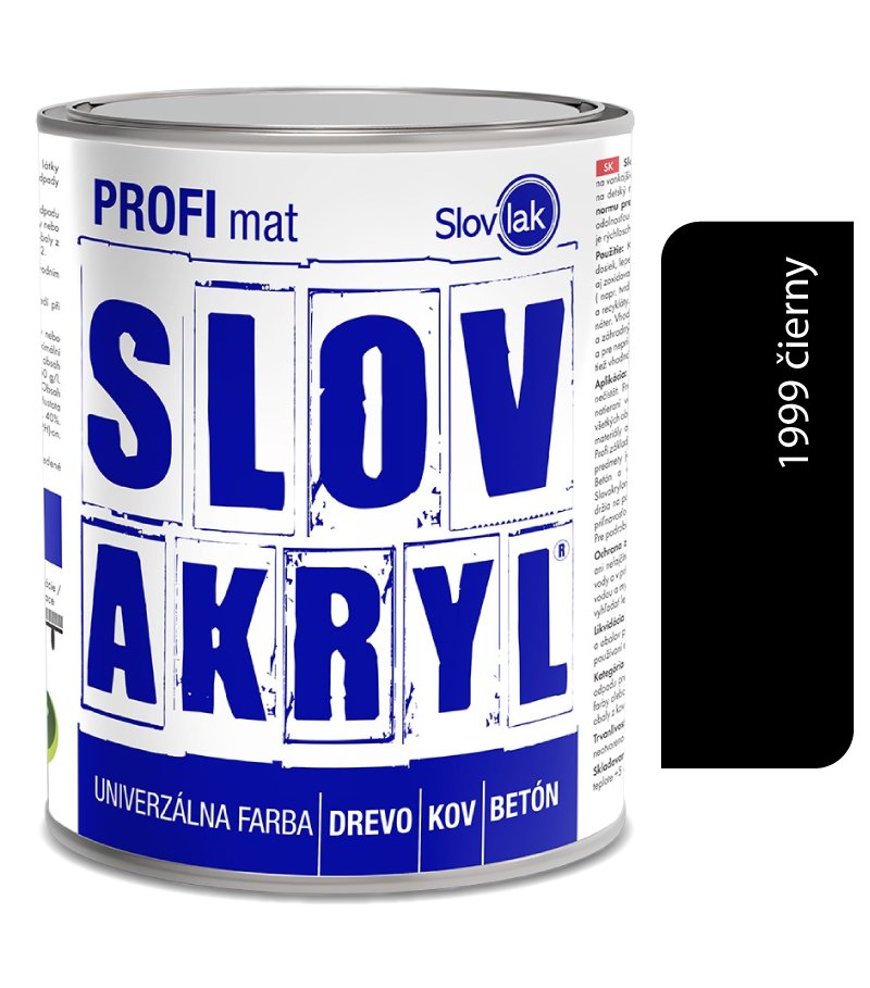 Slovlak Slovakryl Profi Mat čierny 0199/RAL 9005 0,75kg
