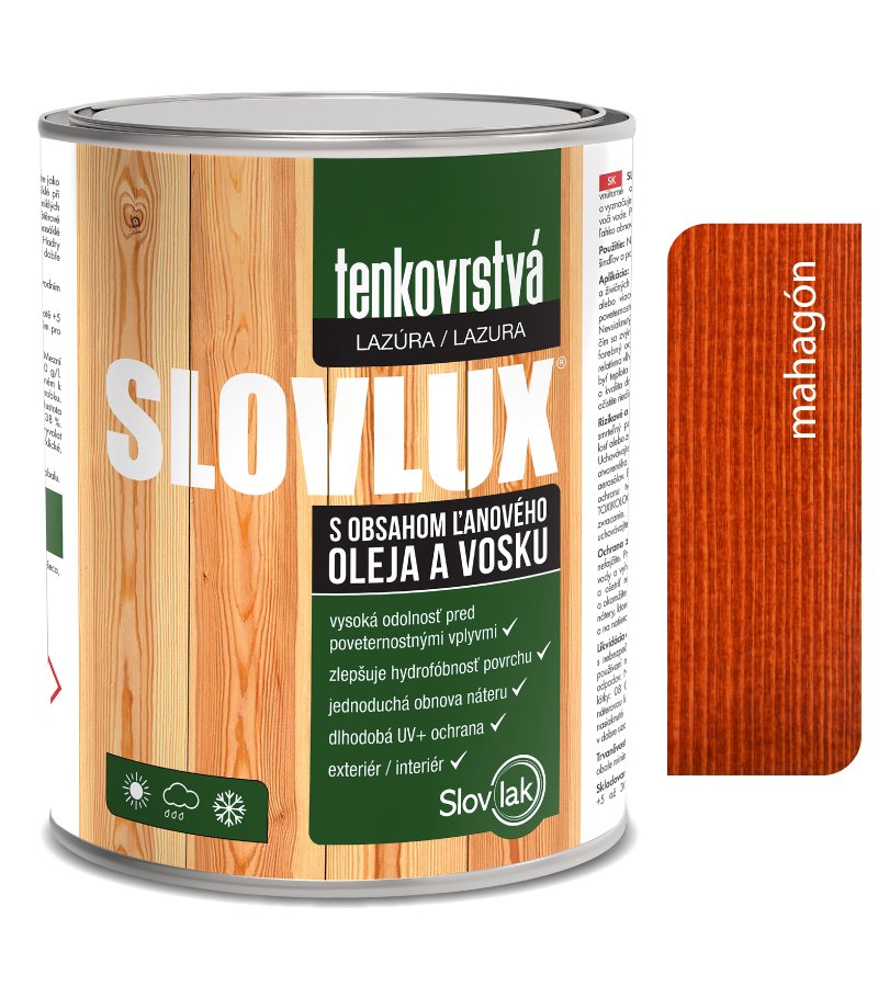 Slovlak Slovlux Tenkovrstvá lazúra na drevo, mahagón 0,7l