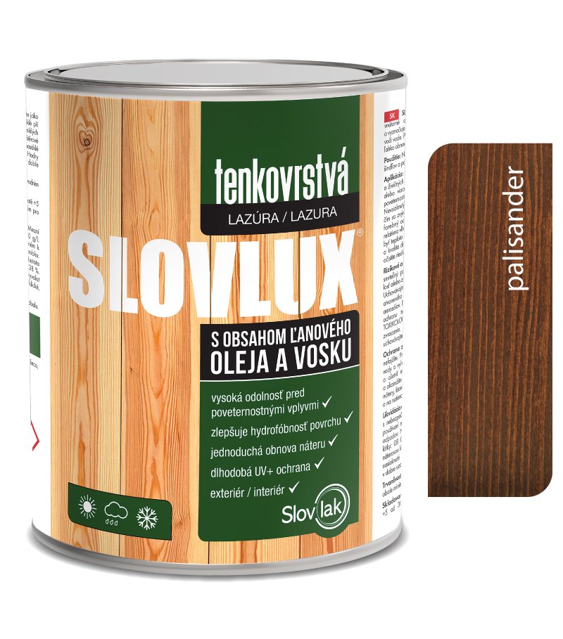 Slovlak Slovlux tenkovrstvá lazúra na drevo palisander 10L