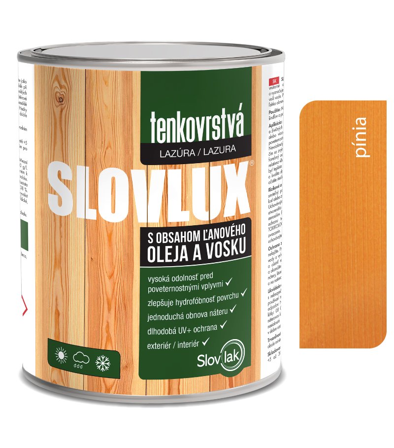 Slovlak Slovlux Tenkovrstvá lazúra na drevo, pínia 2,5l
