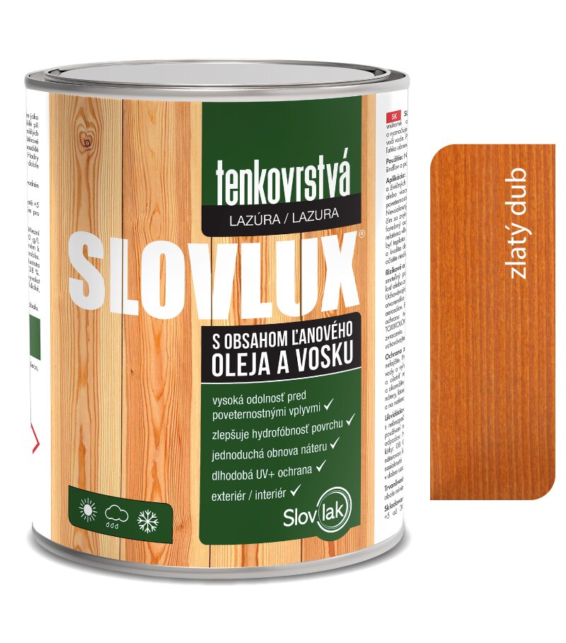 Slovlak Slovlux tenkovrstvá lazúra zlatý dub 10l