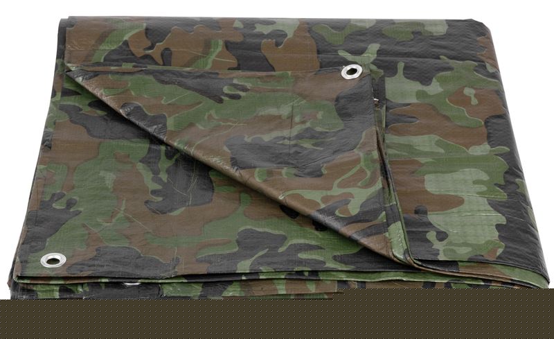 Plachta Tarpaulin Khaki 6x10 m, 80 g/m2, zakrývacia, oliva/kamufláž, s okami