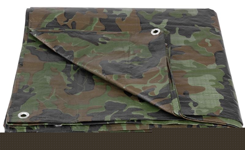 Plachta Tarpaulin Khaki 3x5 m, 80 g/m2, zakrývacia, oliva/kamufláž, s okami
