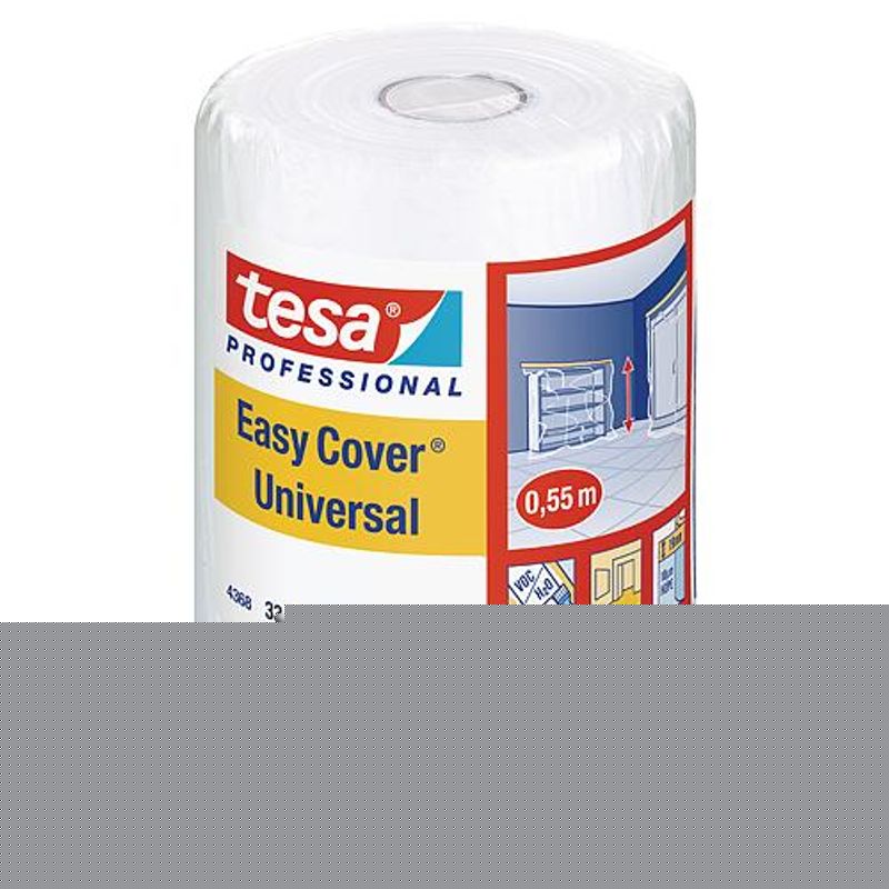 Fólia krycia tesa® Pro Easy Cover® Universal, 550 mm, L-33 m, maliarska, s lepiacou páskou, transparentná, zakrývacia na podlahu